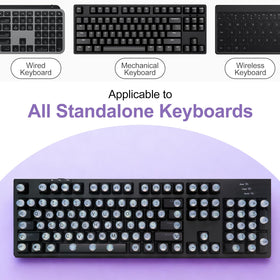 Raised Button universal-fit keycaps work with most wired or wireless keyboards.
