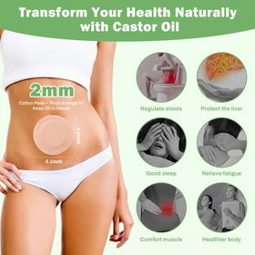 RAJOSEE patches applied to the belly button for easy at home care.