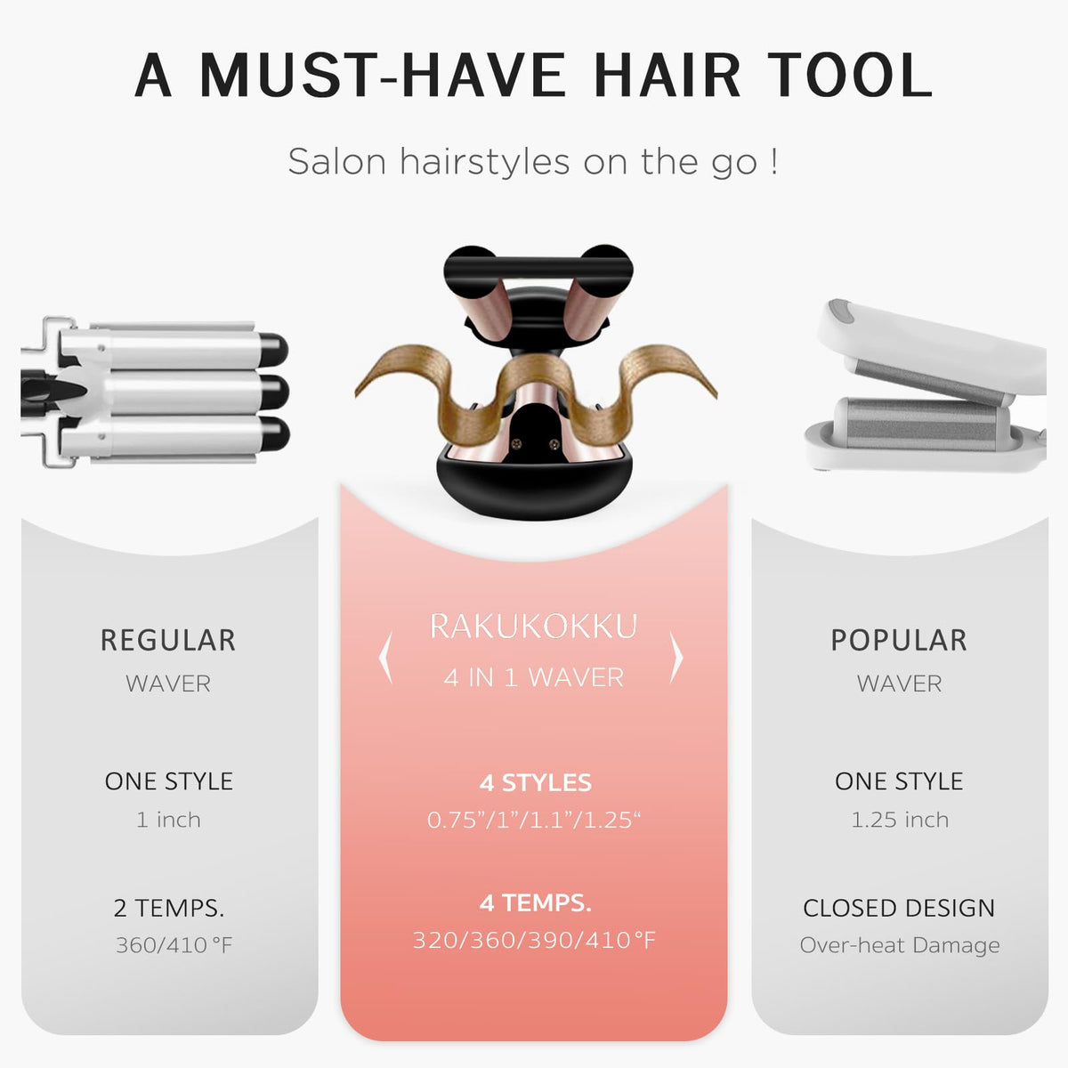 RAKUKOKKU dual voltage travels globally for consistent styling effects