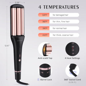 RAKUKOKKU open-barrel design reduces risk of hair burns during use