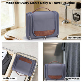Ralnitote front and back zipper pockets organize razors and brushes