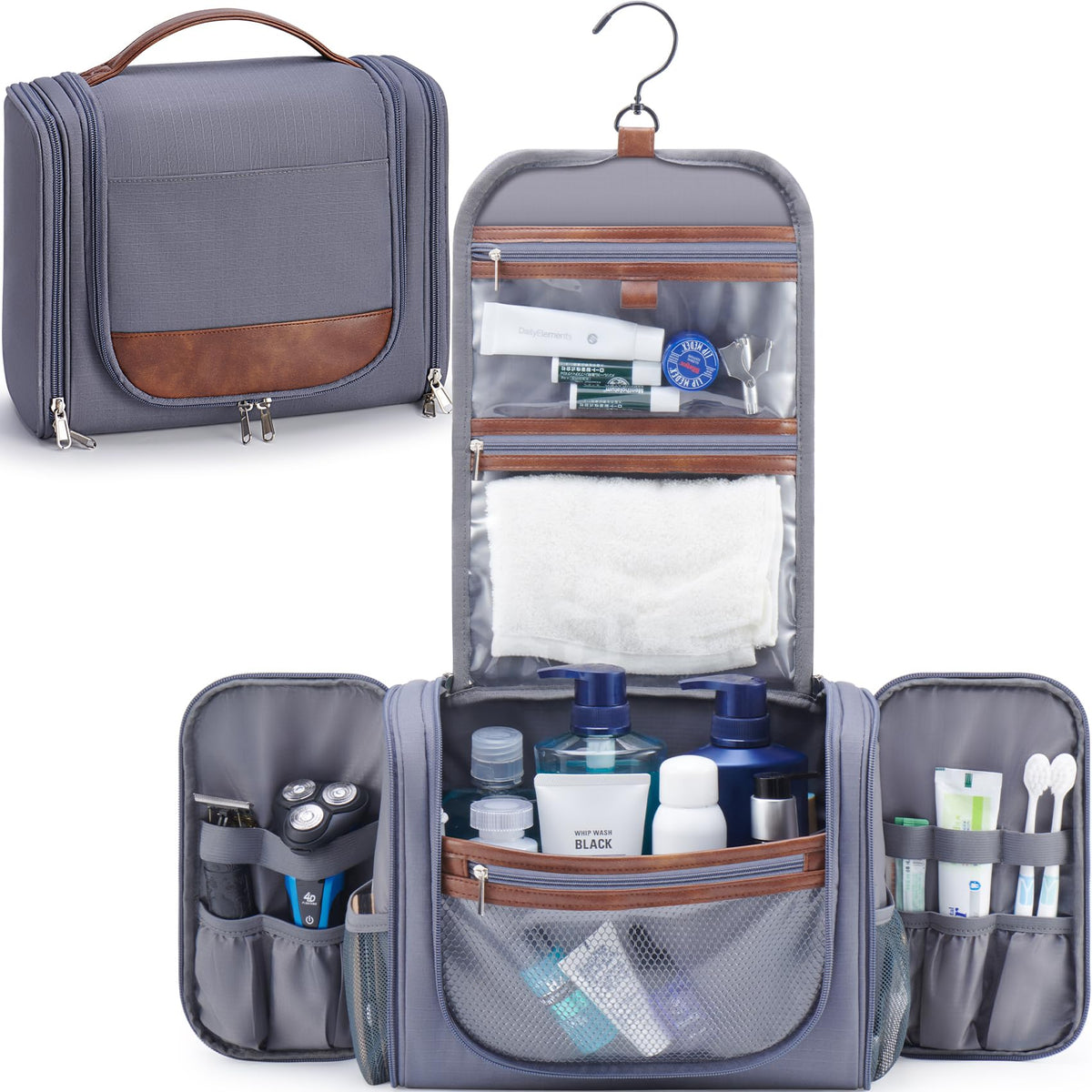 Ralnitote large hanging toiletry bag with hook for easy access on the go