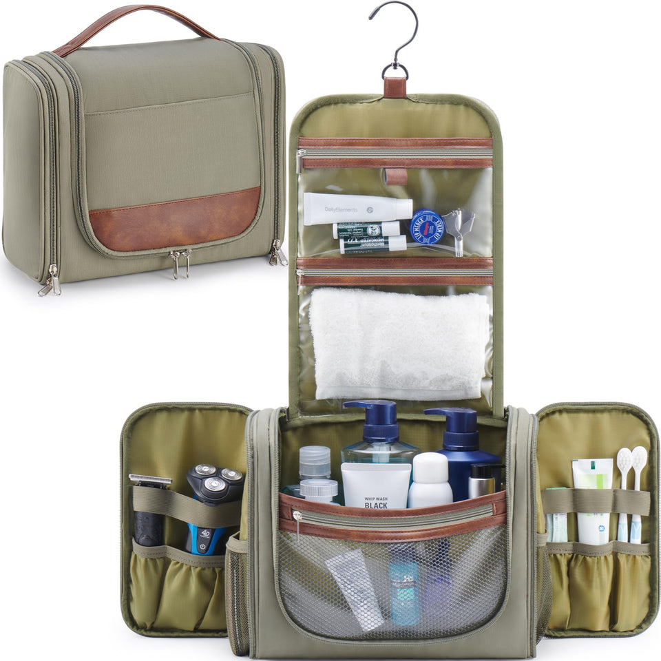 Ralnitote large hanging toiletry bag offering ample space for full-size bottles.