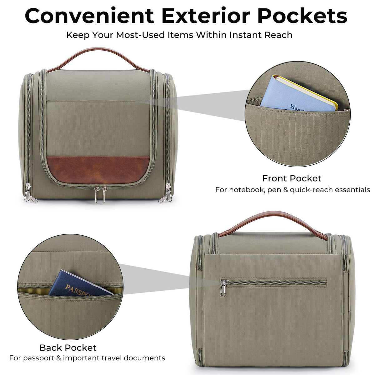 Ralnitote transparent waterproof pockets keep items organized.
