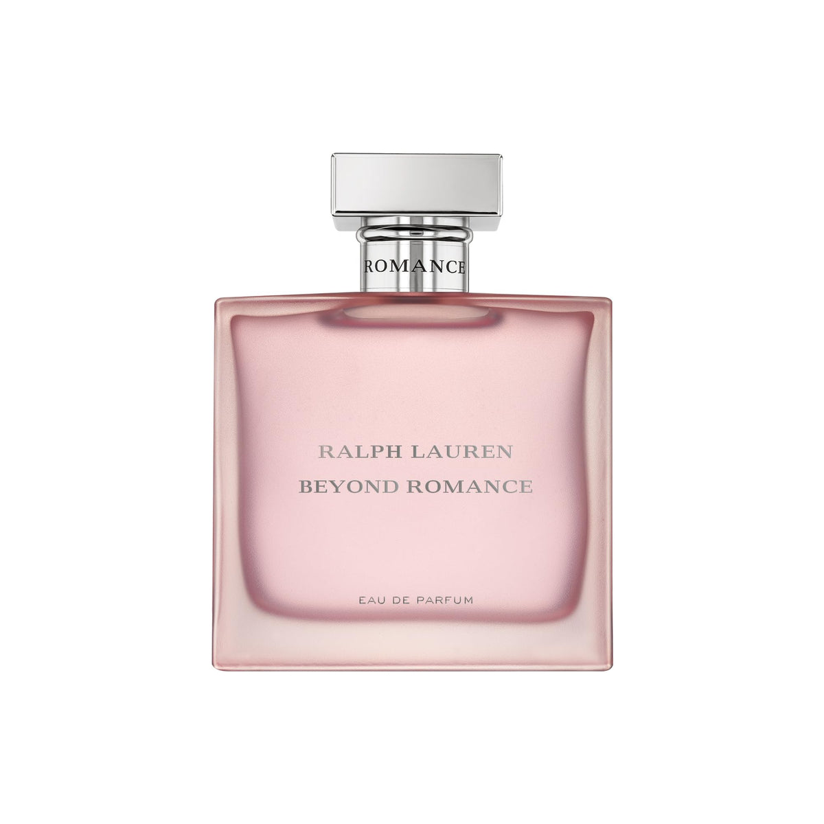 Ralph Lauren Beyond Romance bottle on display, long-lasting ambery floral scent.