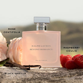 Ralph Lauren Beyond Romance rose-centifolia note illuminated, elegant floral core.