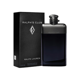 Ralph's Club gunmetal cap close-up signaling premium men's fragrance accessory.