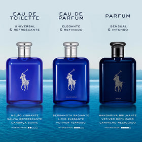 Ralph Lauren Polo Blue bottle highlights bergamot and vetiver notes for a refined scent profile