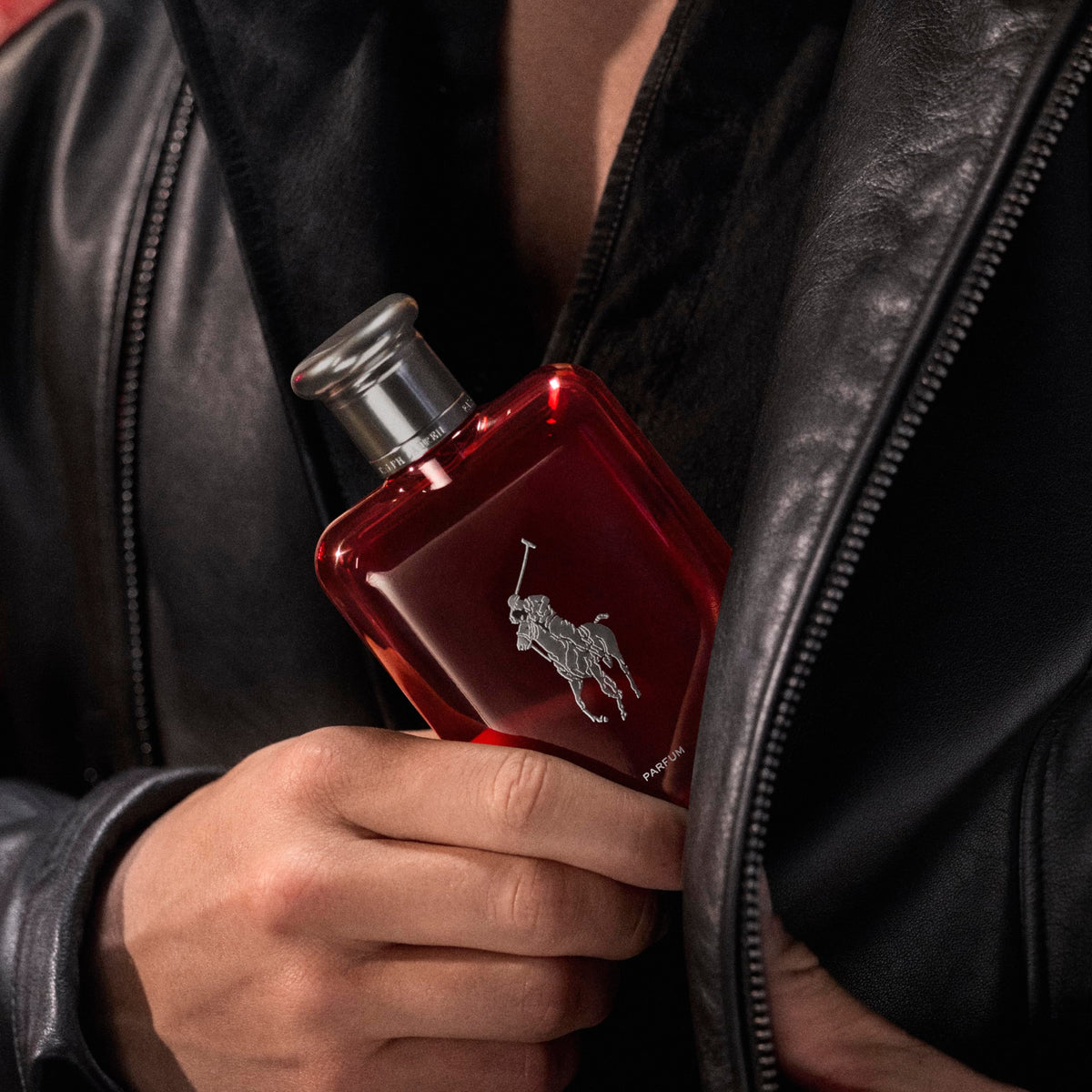 Ralph Lauren Polo Red Parfum cap detail with premium finish