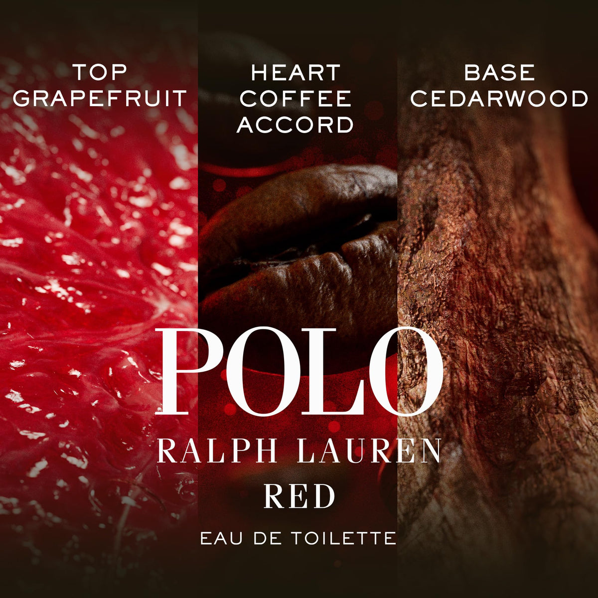 Polo Red bottle with matte black accents highlights bold, modern style