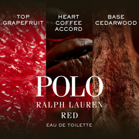 Polo Red bottle with matte black accents highlights bold, modern style