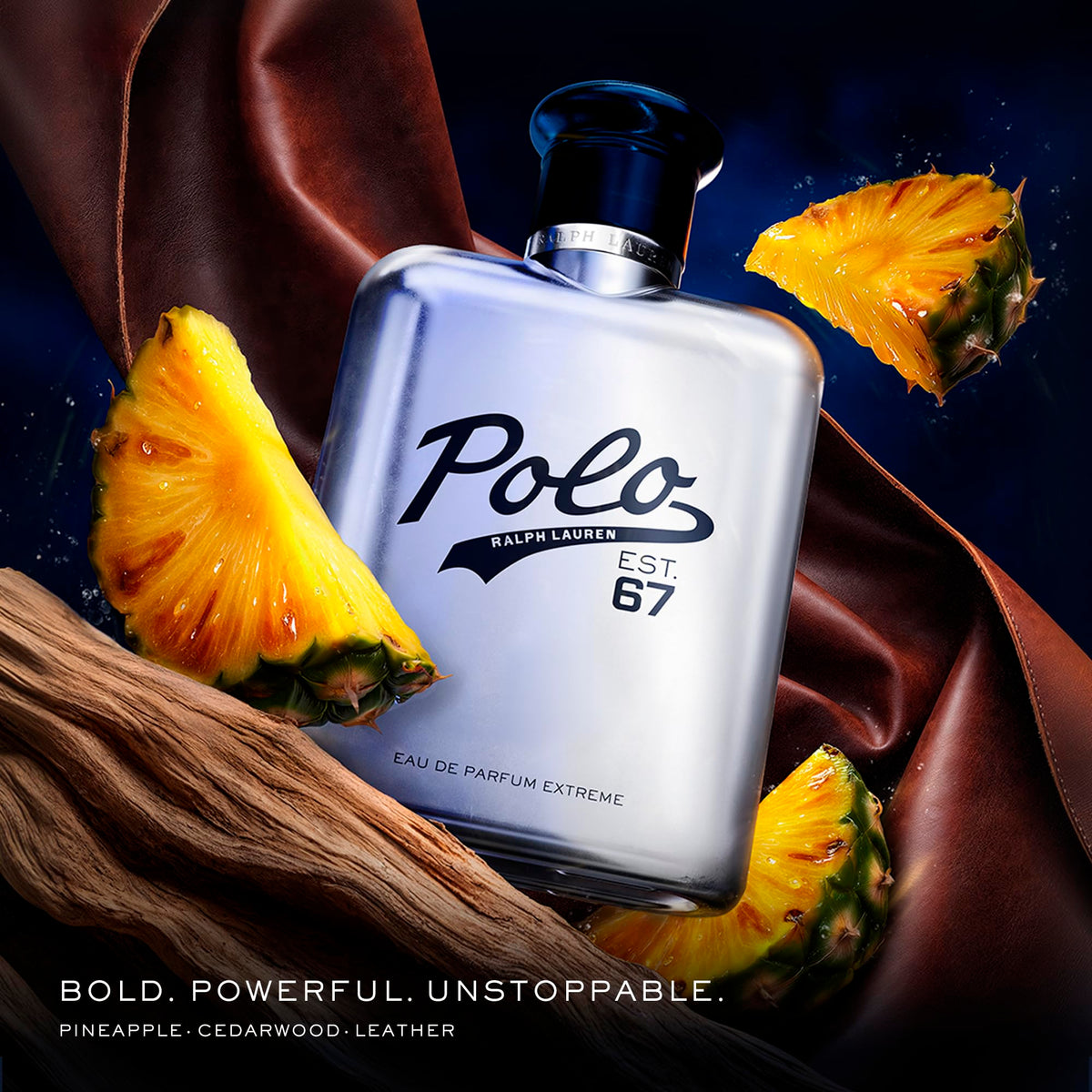 Ralph Lauren Polo 67 Extreme bottle side with refined masculine silhouette.
