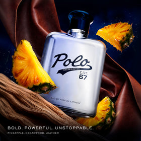 Ralph Lauren Polo 67 Extreme bottle side with refined masculine silhouette.