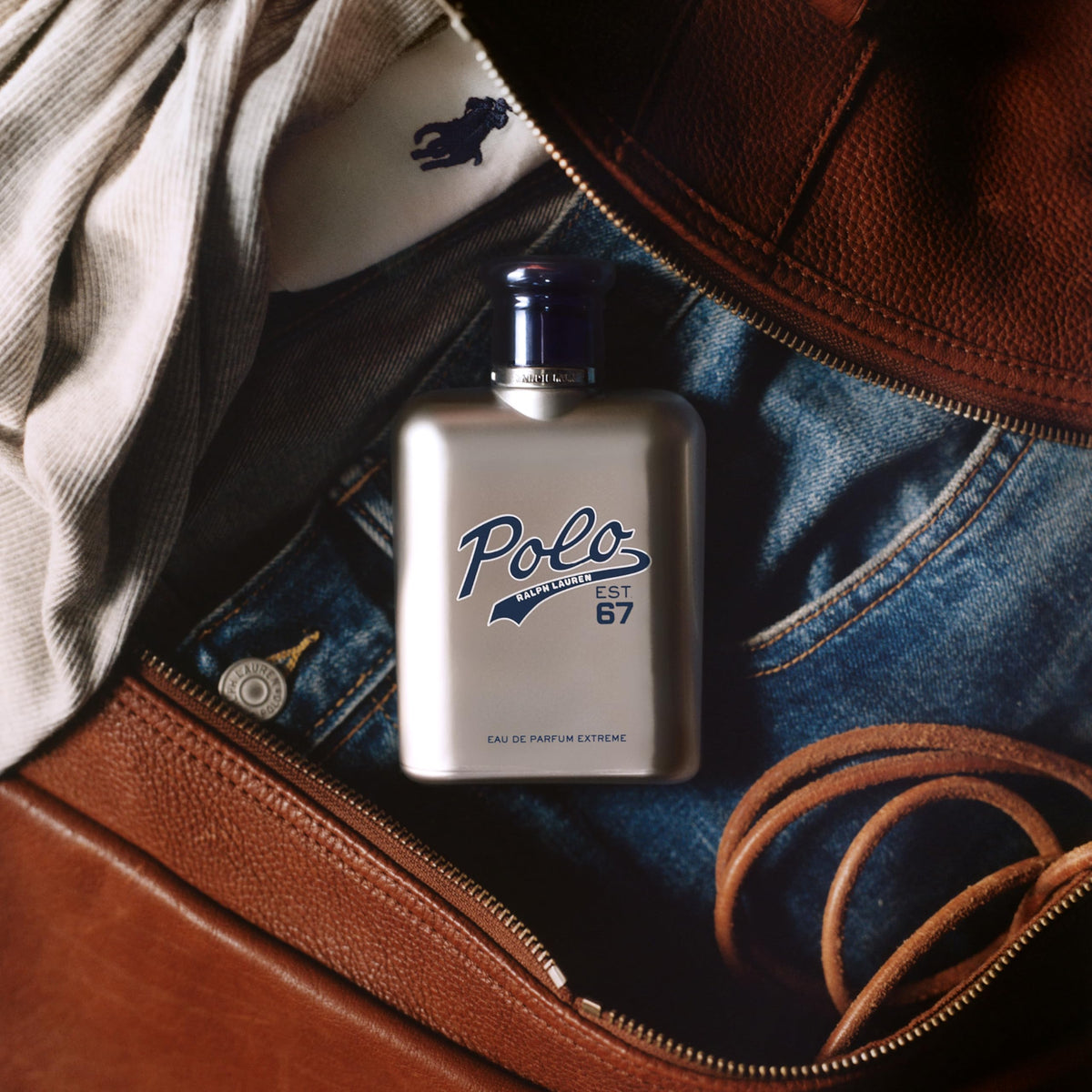 Ralph Lauren Polo 67 Extreme leather note adds sophisticated edge.