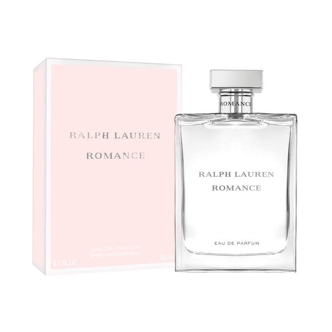 Ralph Lauren Romance gift-ready box and bottle display for shelf appeal.