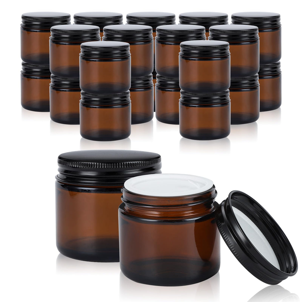 RAMFIYN amber glass jar with lid, 2oz, travel-ready storage for creams.