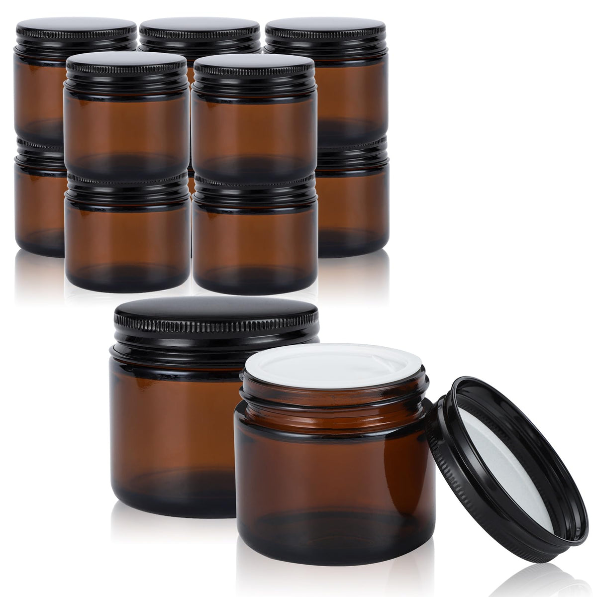 RAMFIYN amber glass jar with lid showing a secure closure for creams and lotions.