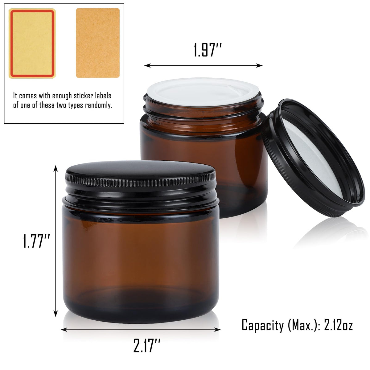 RAMFIYN amber glass jar pack highlighting a sturdy base and travel-ready design.