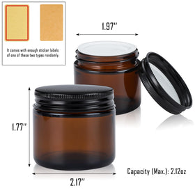 RAMFIYN amber glass jar pack highlighting a sturdy base and travel-ready design.