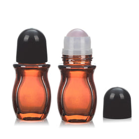 RAMFIYN 2 pack amber glass roll-on bottles for safe essential oil storage