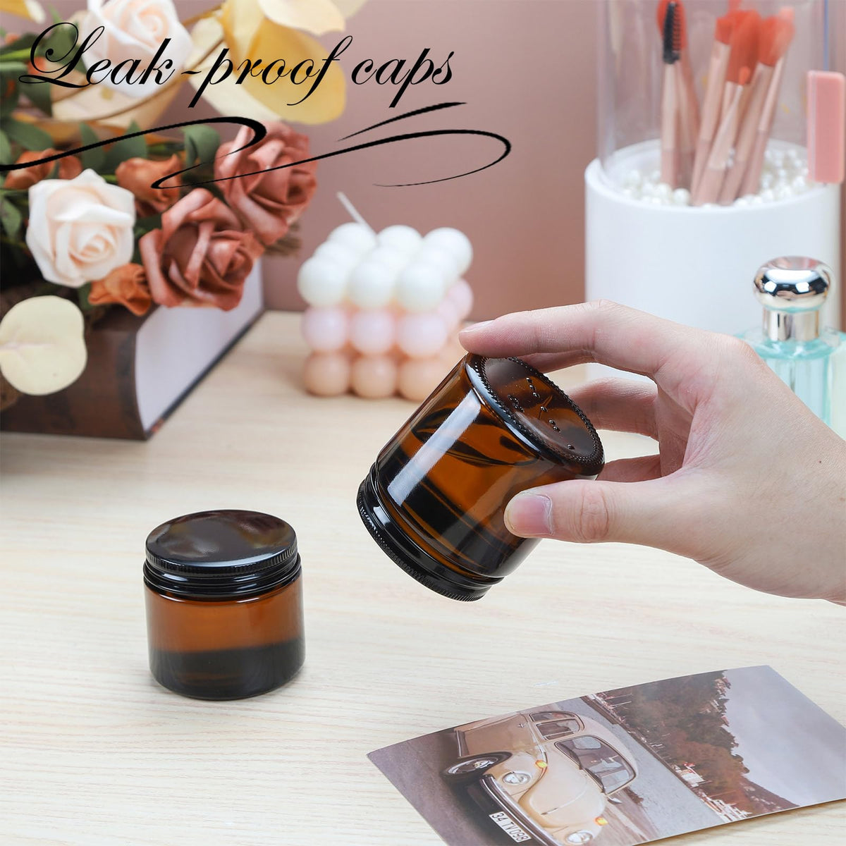 RAMFIYN travel jar with tight lid keeps products secure during trips.