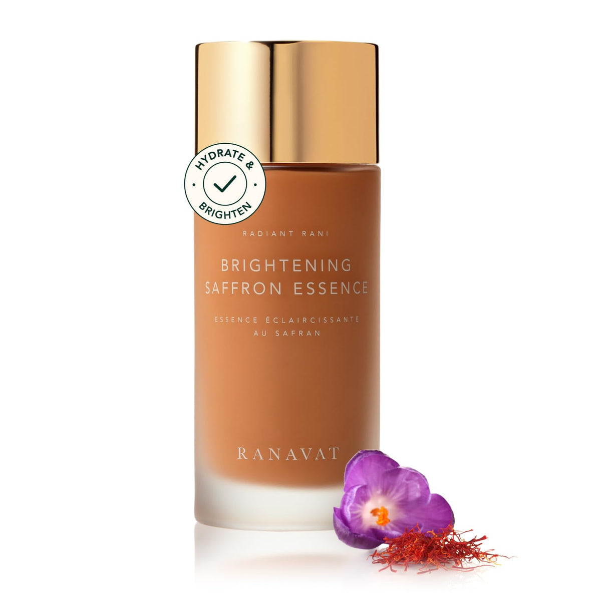Ranavat Radiant Rani bottle closeup showing a hydrating glow for the skincare ritual.