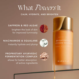 Niacinamide and squalane in Radiant Rani for plump, moisturized skin.