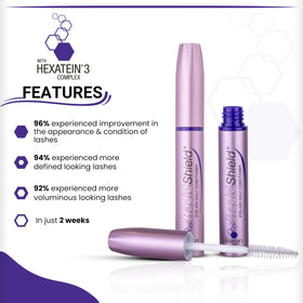 RapidShield brush application shows easy primer use for enhanced lash appearance.
