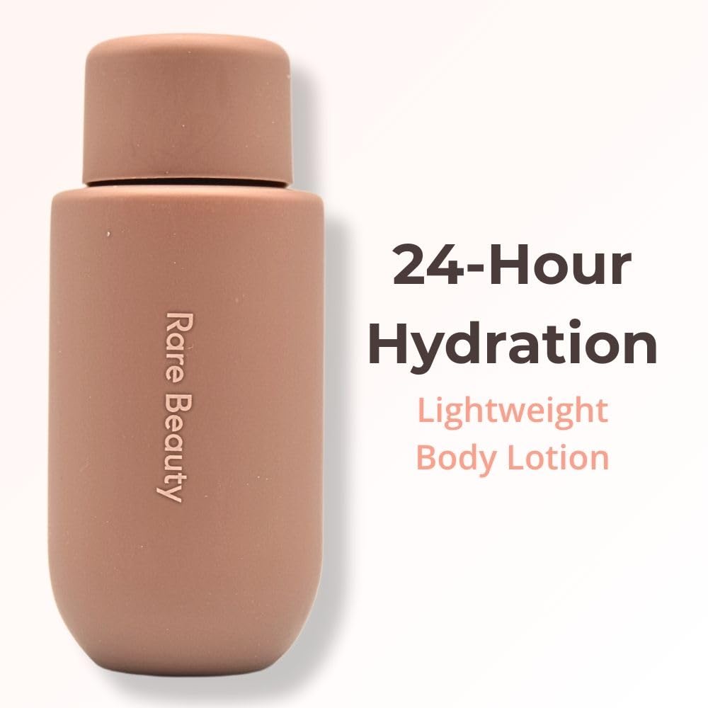 Rare Beauty Find Comfort lotion mini with niacinamide for radiant-feeling skin.