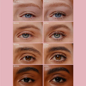 Rare Beauty lash close-up shows defined lashes with buildable volume