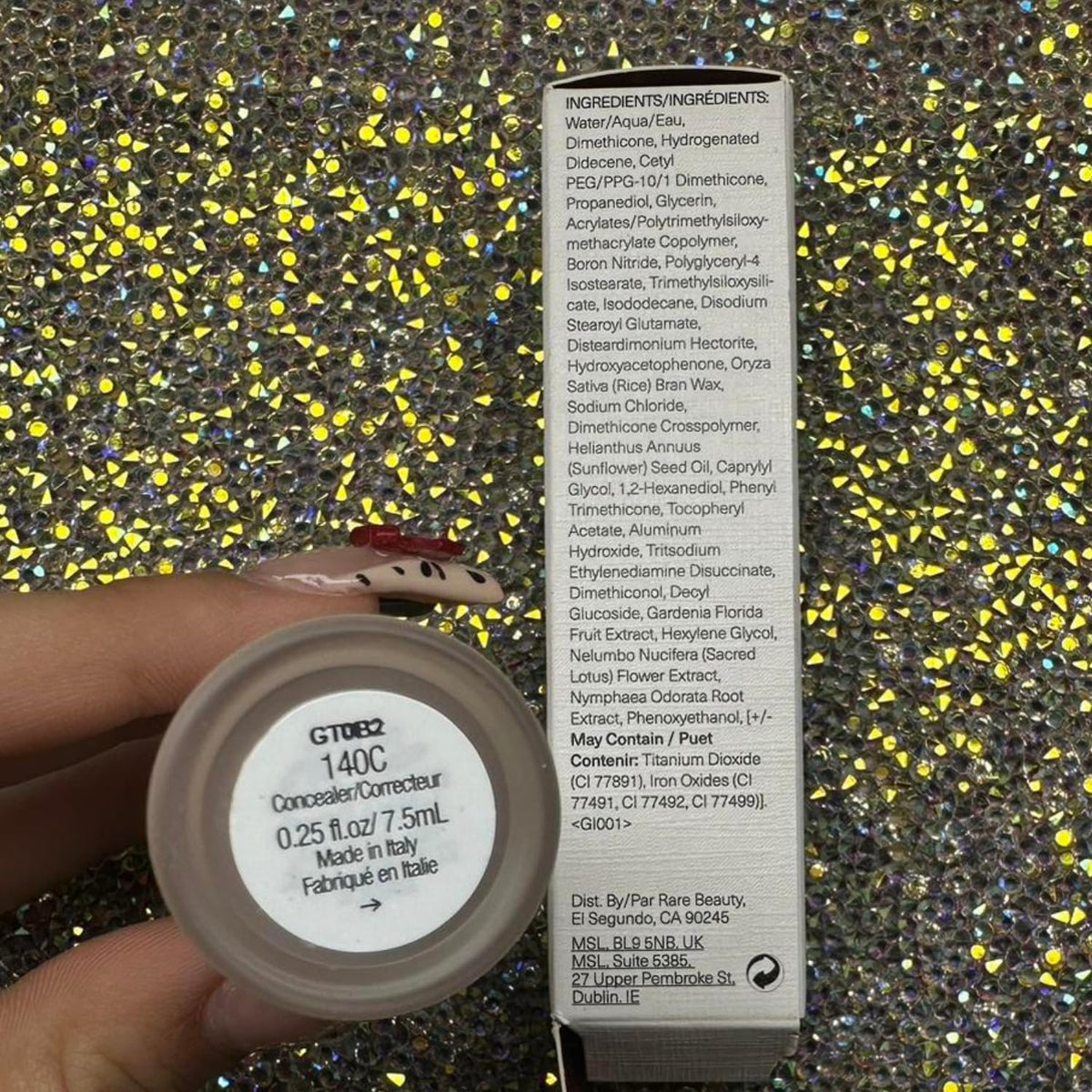 Rare Beauty Liquid Touch 140C under-eye application blends seamlessly