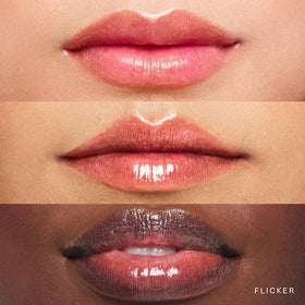 Rare Beauty Glimmer lip gloss application delivering glossy finish and hydration