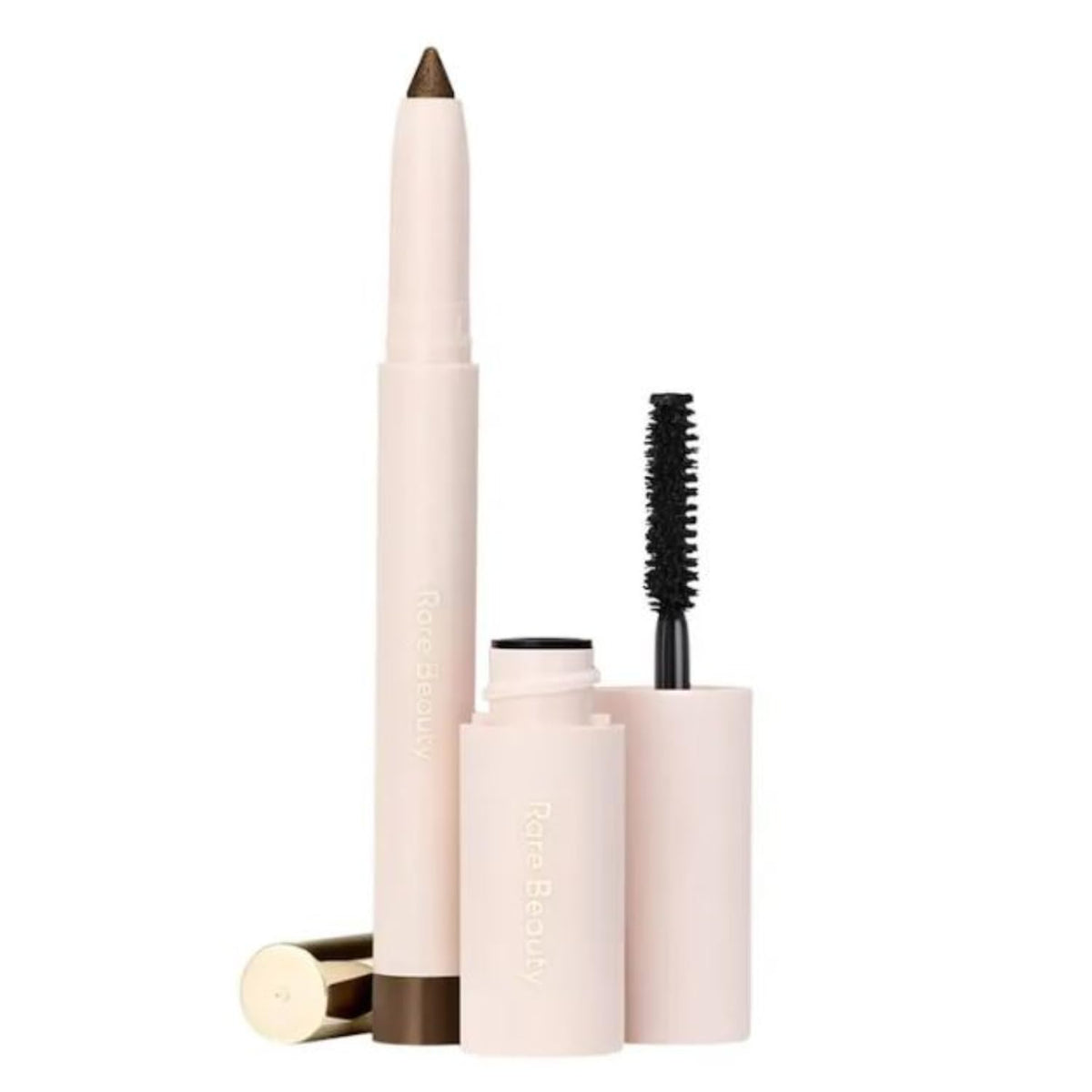 Rare Beauty Selena eye duo mascara wand delivering lush, long lashes.