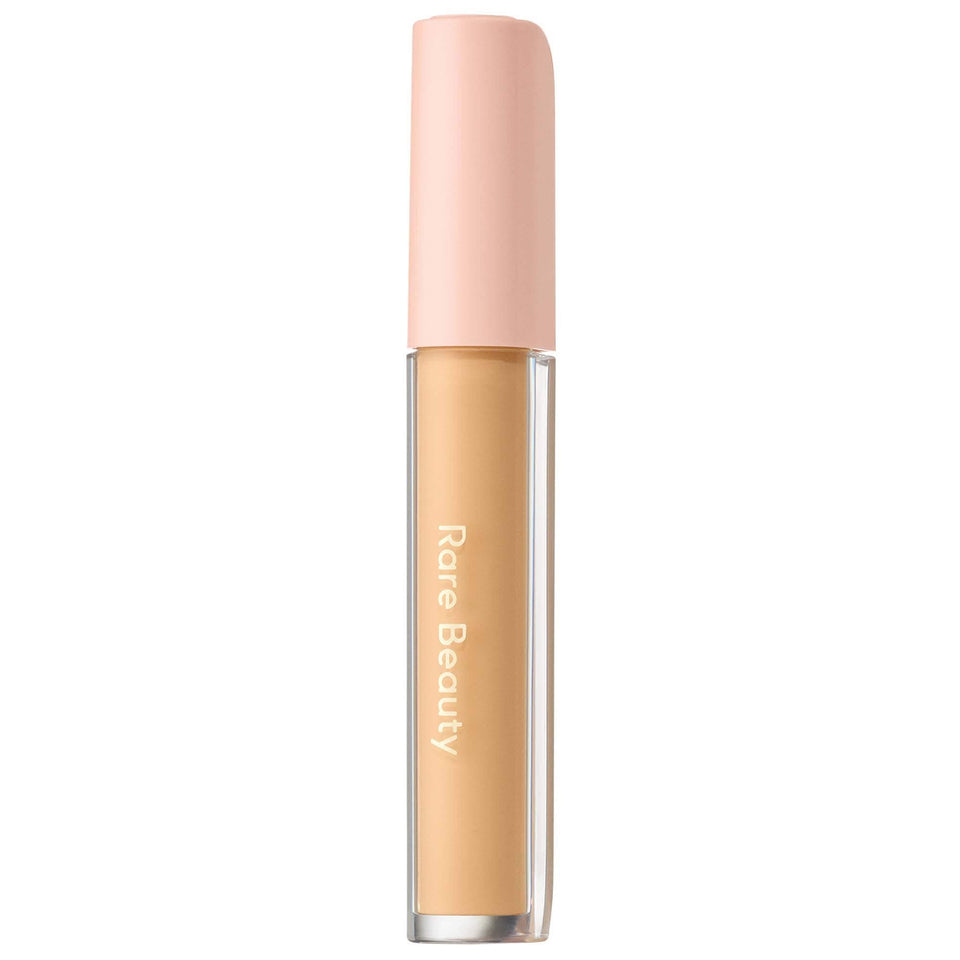 Rare Beauty Under Eye Brightener Cream bottle in medium shade for brightening and hydration.