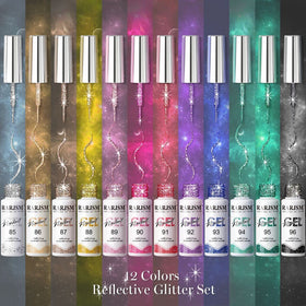 RARJSM 12-color sparkle gel polish kit offers versatile shades.