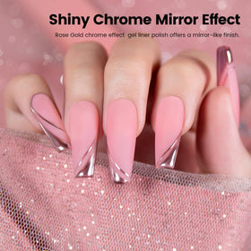 RARJSM 3D metallic nail art with rose gold and silver shimmer