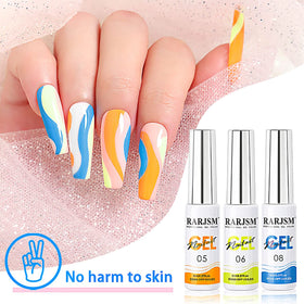 RARJSM Neon pink, yellow, green glitter gels offer bold, eye-catching nail art options.