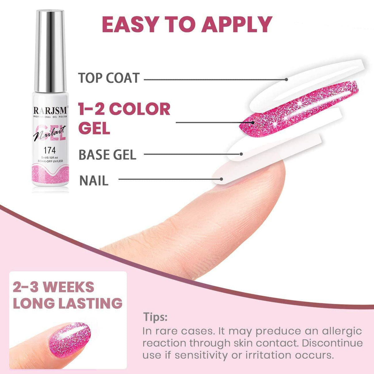 RARJSM low odor, skin-friendly glitter gel liner for safe use.