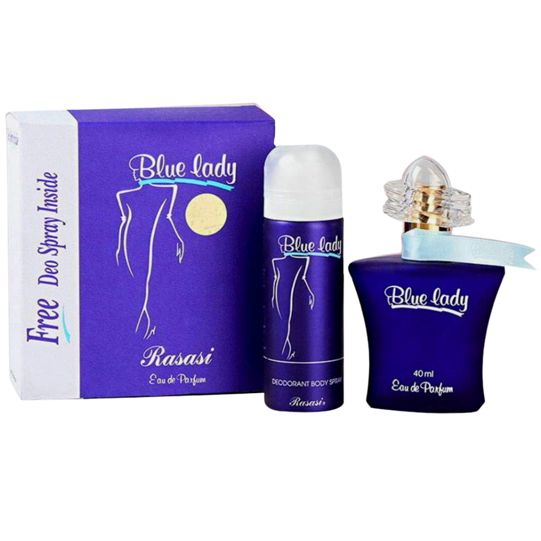 RASASI Blue Lady 40ml bottle showing mint and citrus freshness for daily wear