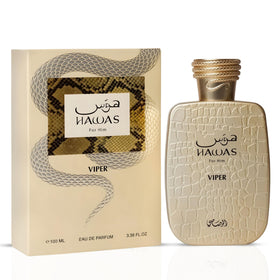RASASI Hawas Viper bottle front showcases a bold oriental character for evening appeal.