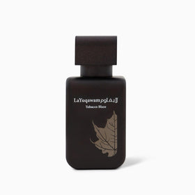Rasasi La Yuqawam Tobacco Blaze packaging close-up, luxe presentation
