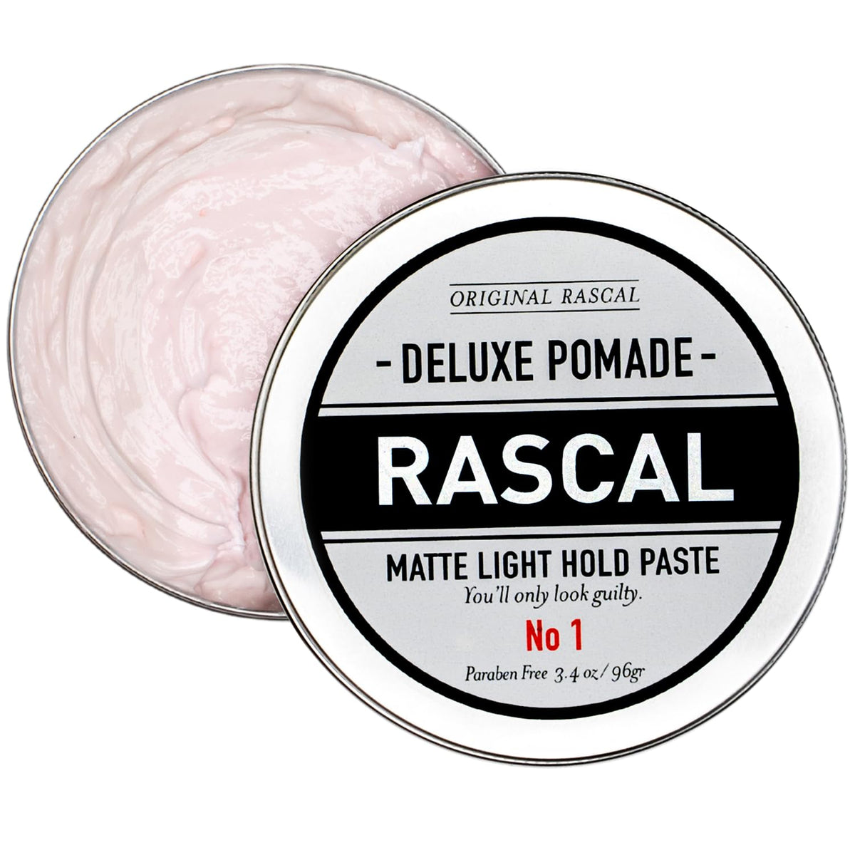 Rascal Original Deluxe Pomade jar close-up for sleek, natural styling