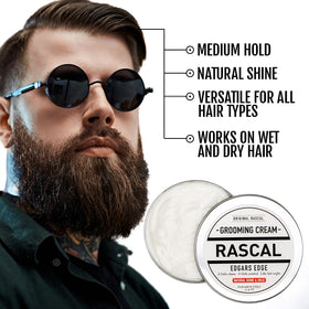 Rascal Edgar's Edge label highlights clean, paraben-free formula and cruelty-free care.