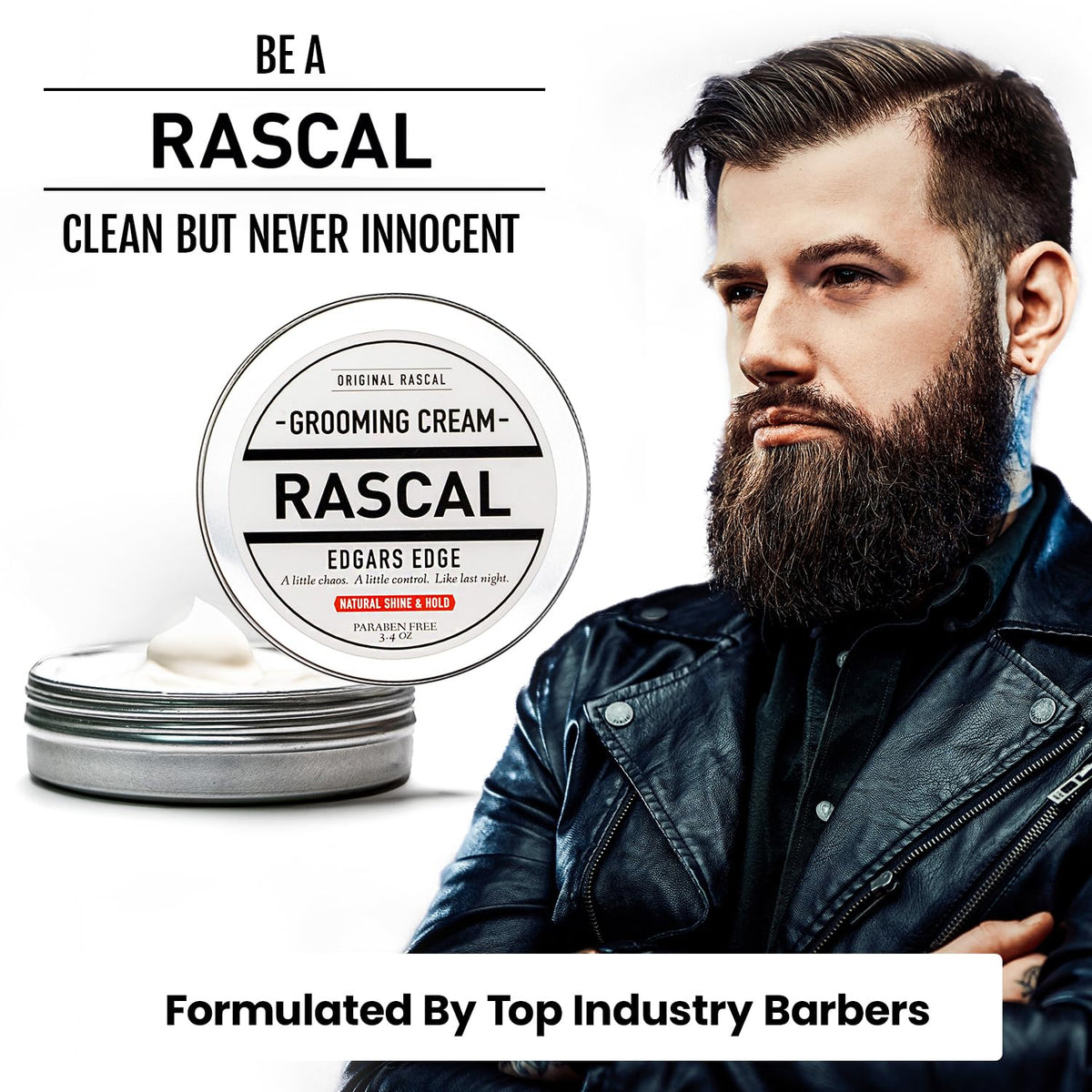 Styling in the mirror with Rascal Edgar's Edge for a natural finish.