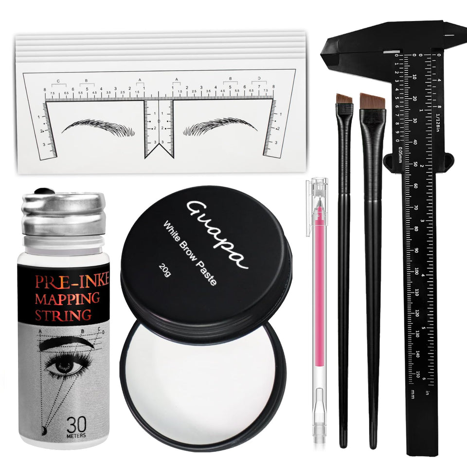 Rasmet microblading brow mapping kit setup for precise guidelines