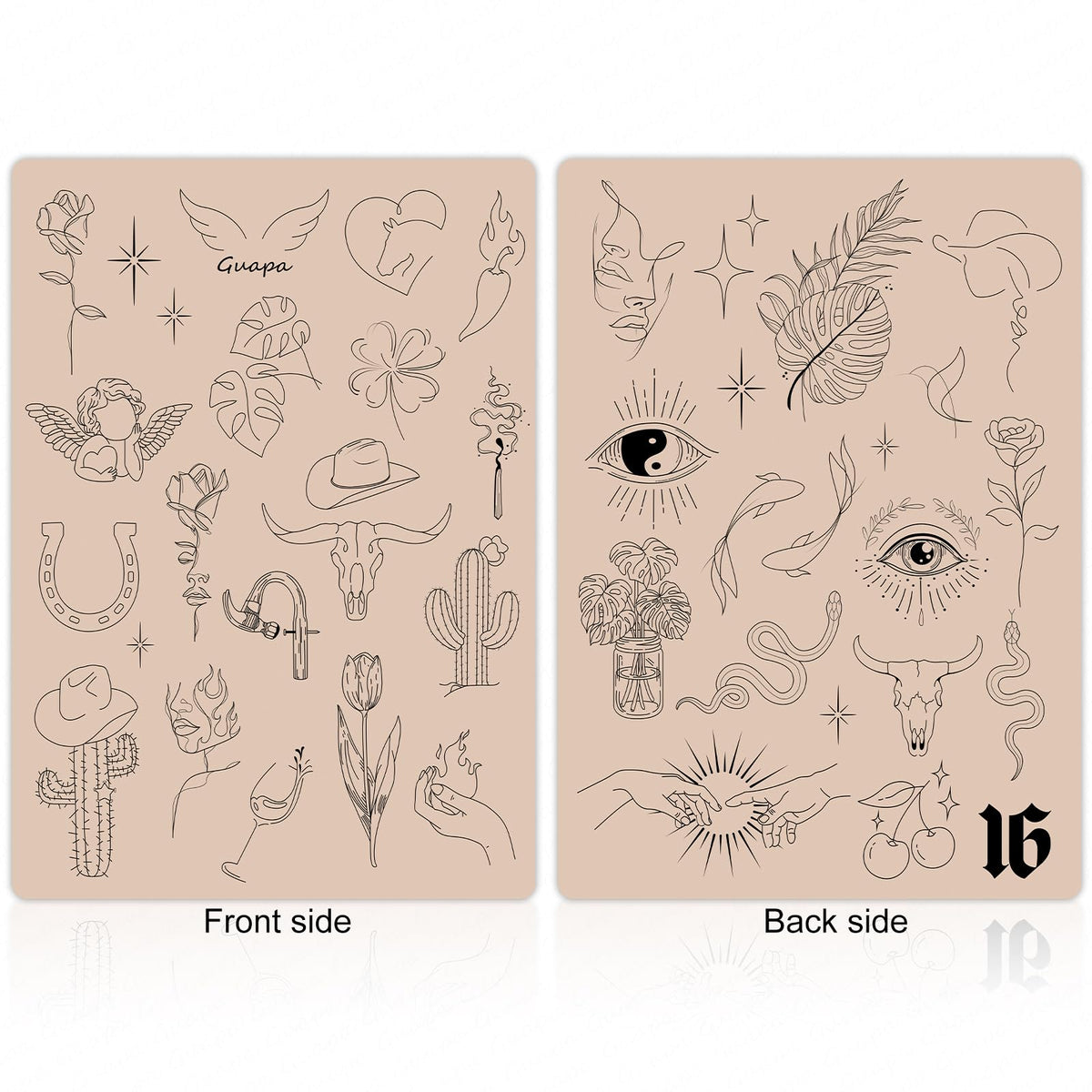 Rasmet silicone skin practice surface with pre-printed designs for realistic tattoo simulation