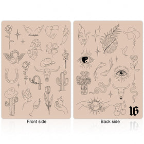 Rasmet silicone skin practice surface with pre-printed designs for realistic tattoo simulation