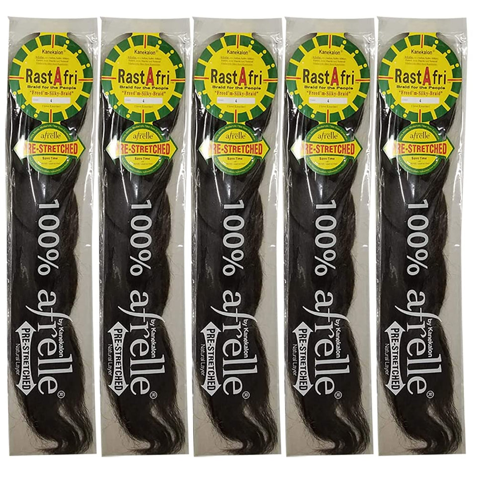 RastAfri pre-stretched silky braiding hair 5-pack ready for quick protective styles