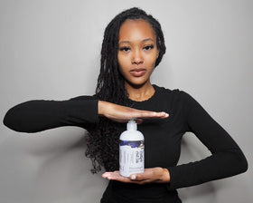 Rasttafari Locs detox-focused shampoo promotes lightweight, glossy locs after wash.