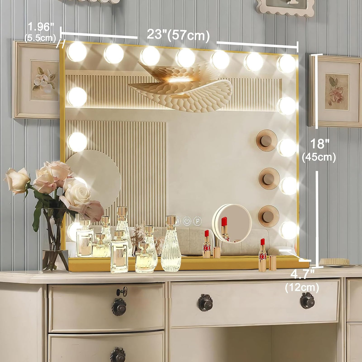 Ratsamee gold aluminum-frame vanity mirror blends durability with daily use